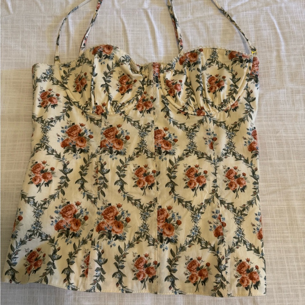 WeWoreWhat Cream Camisole with Floral Pattern